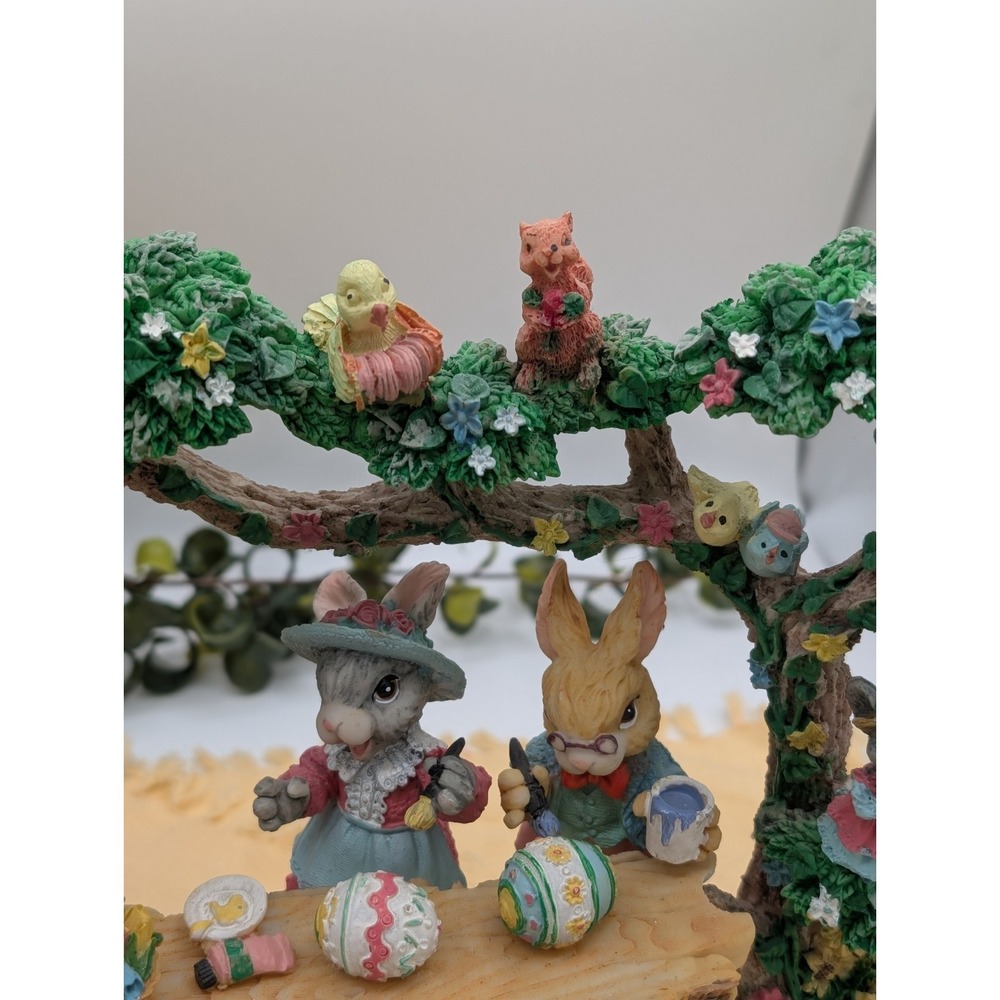 Vintage Jaimy Paintin Friends Easter Bunny Family Resin‎ Figurine Diorama 1990s - Picture 7 of 15